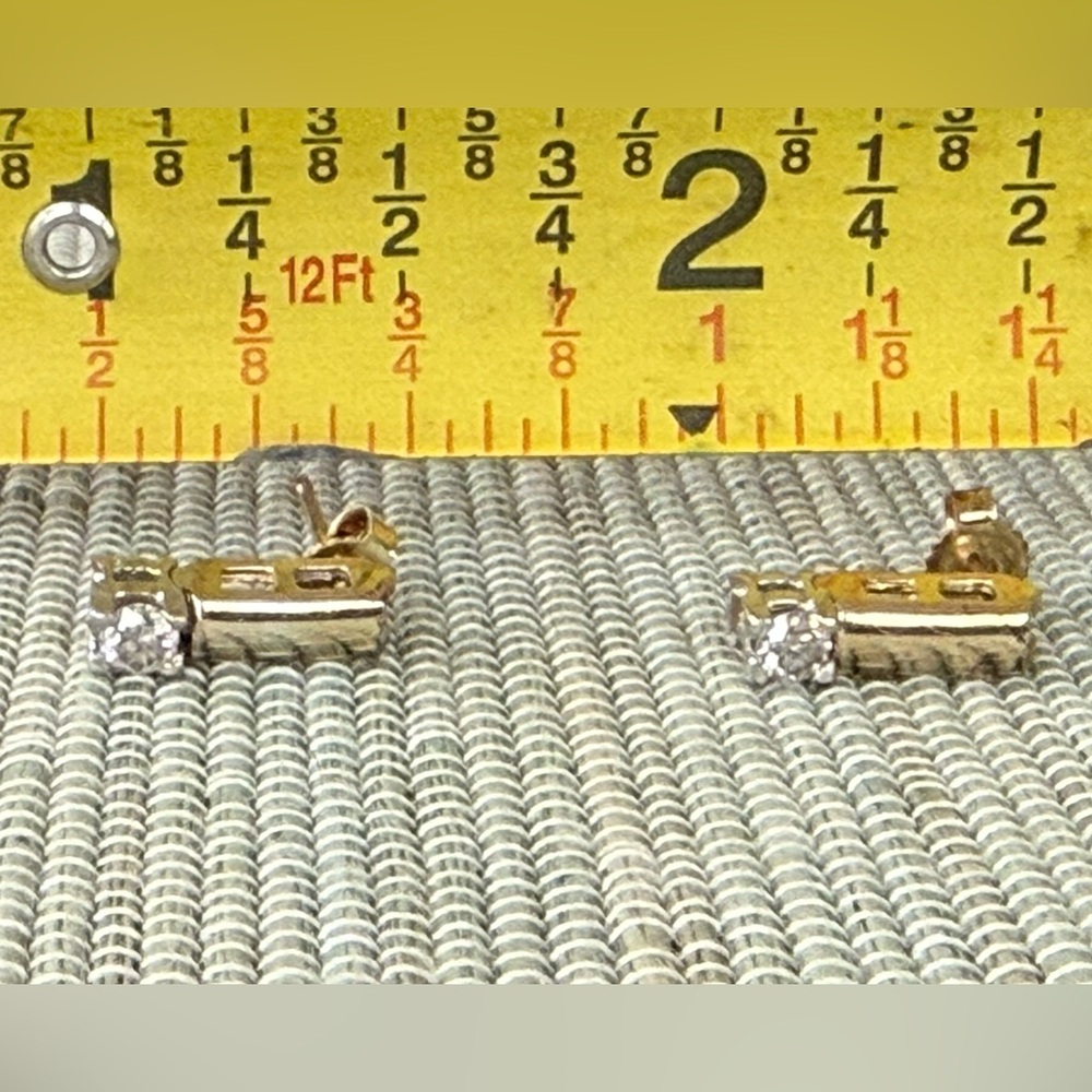 14k Yellow Gold Natural Diamond Stud Earrings (.28 TCW) - Picture 5 of 6
